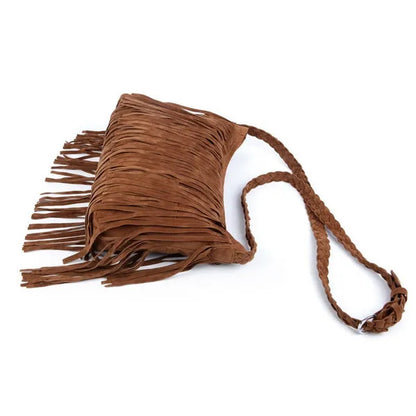 Womens Fashion Faux Suede Fringe Tassel Shoulder Bag Beach Handbags Messenger Bag（6 Colors） - WORLD TIME VISITS