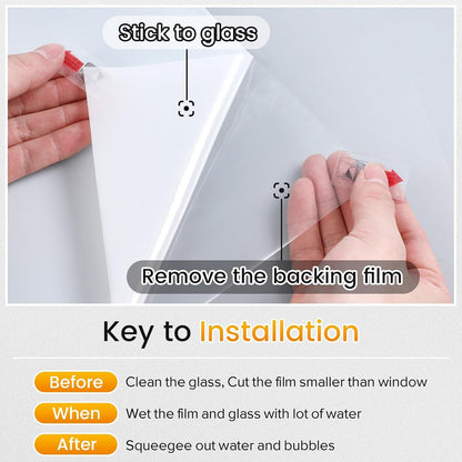 Window Privacy Film, Non-Adhesive Frosted Glass Window Film for Bathroom, Static Cling Heat Blocking Stickers for Home Indoor Opaque Frosting Coverings House Tint, Matte White 17.5" X 78.7"