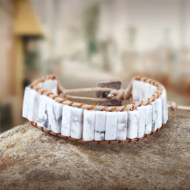 Bohemian Bracelet Tube Natural Emperor Stone Beaded Leather Wrap Chakra Bangles&Bracelets Couples Jewelry the Best Friend Gifts