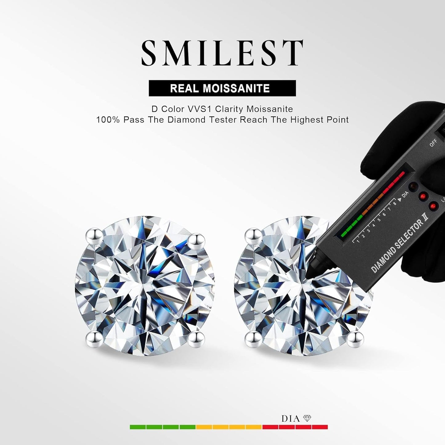 0.2-4Ct Moissanite Screw Back Earrings, D Color VVS1 Clarity Lab Created Moissanite 18K White Yellow Rose Gold Ruthenium Vermeil 925 Sterling Silver round Moissanite Earrings for Women Men