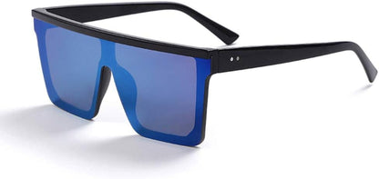 Square Oversized Sunglasses for Women Men Fashion Flat Top Big Black Frame Shades - WORLD TIME VISITS