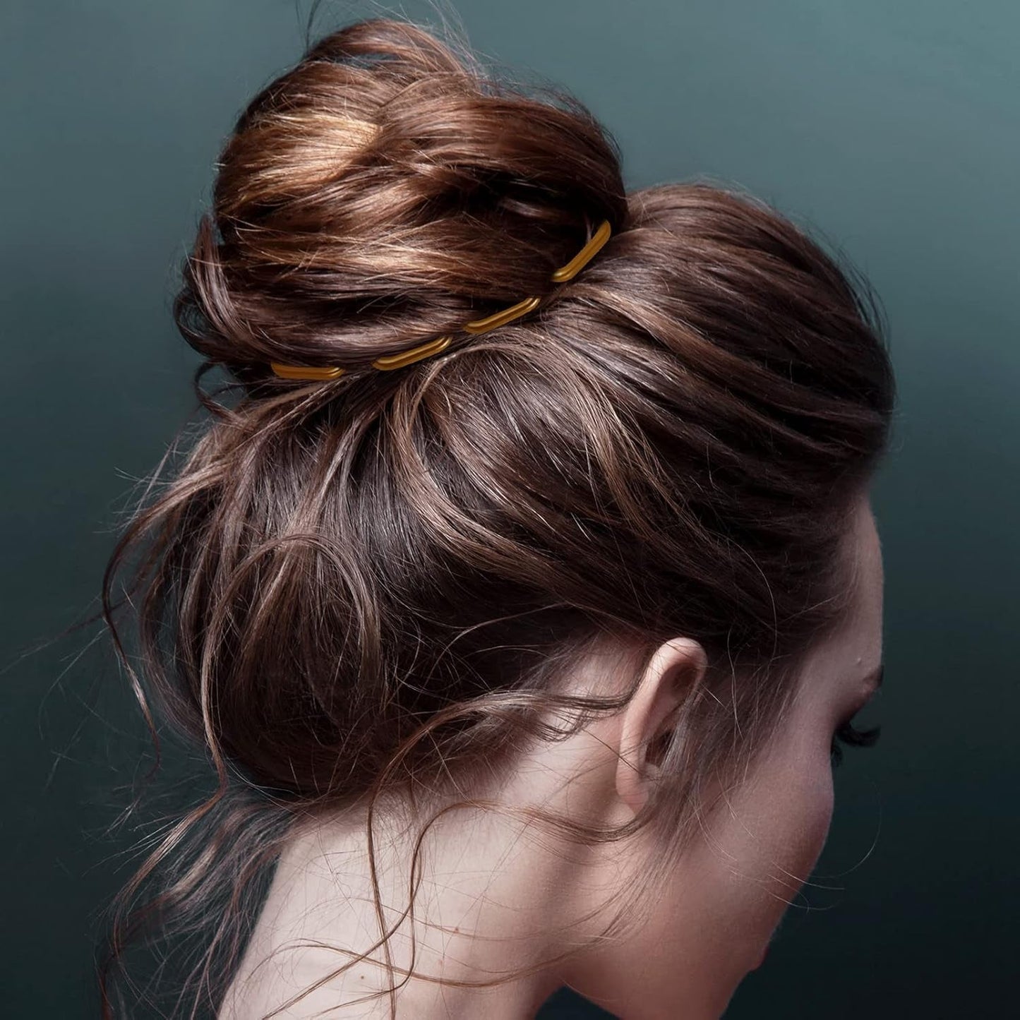 24 Pcs U Shaped Hair Pins, Ballet Bobby Pins U Hair Styling Pins for Updo with Storage Box, Metal U Bun Hair Forks for Women Girls, Thick, Thin, Long, Curly Hair (Gold, 2.5 Inch)