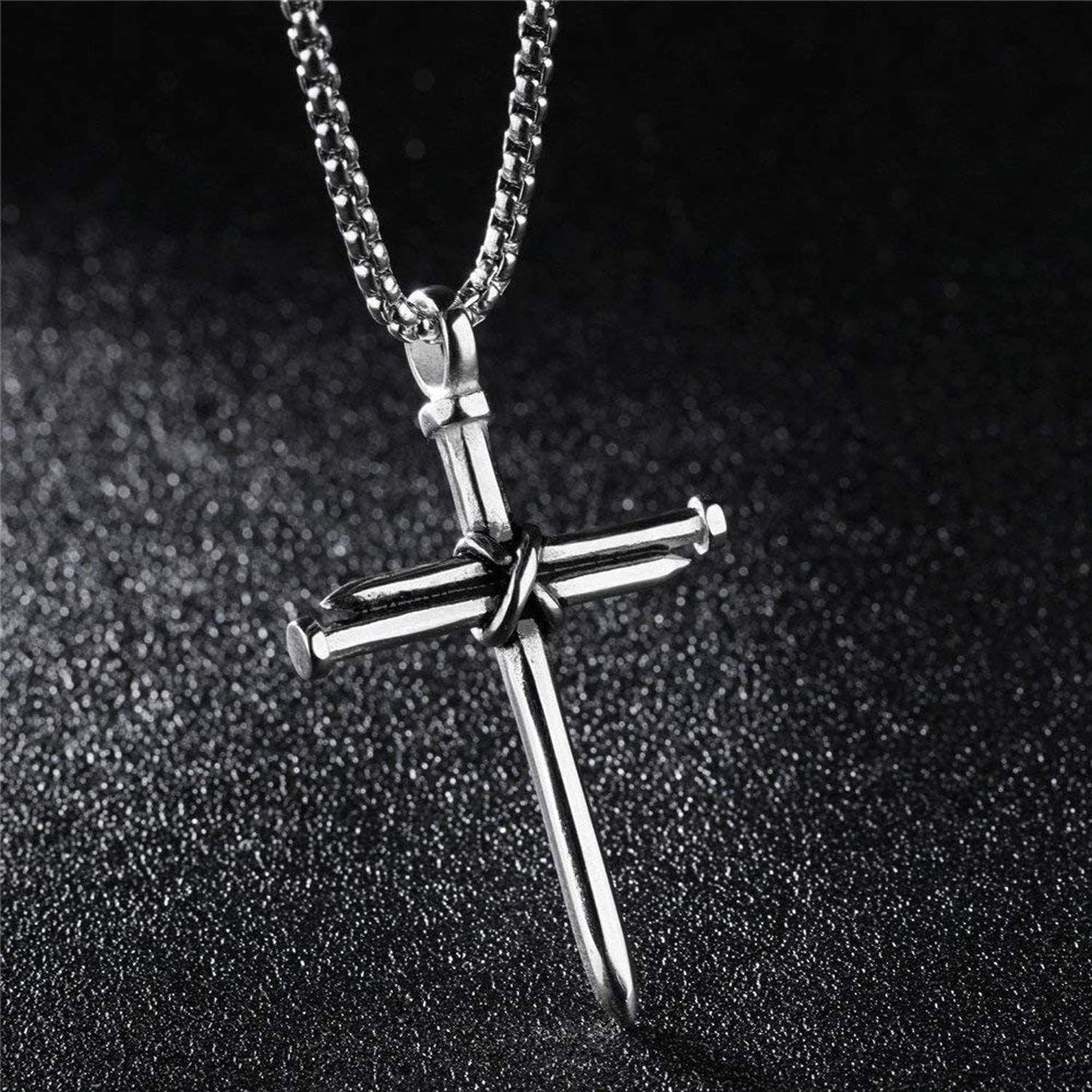 Cross Necklace for Men Cross Pendant STRENGTH Bible Verse Stainless Steel Necklace
