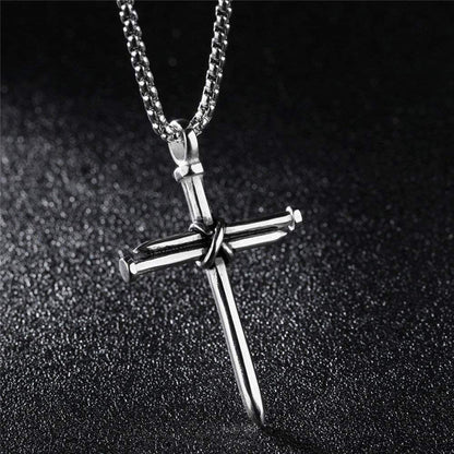 Cross Necklace for Men Cross Pendant STRENGTH Bible Verse Stainless Steel Necklace