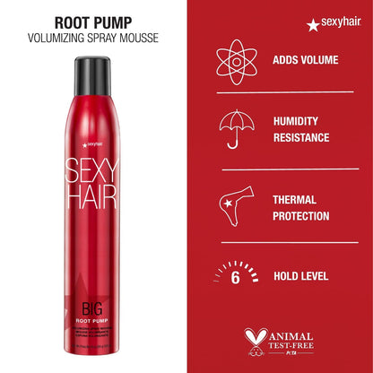 Big Root Pump Volumizing Spray Mousse | Volume with Medium Hold | up to 72 Hour Humidity Resistance