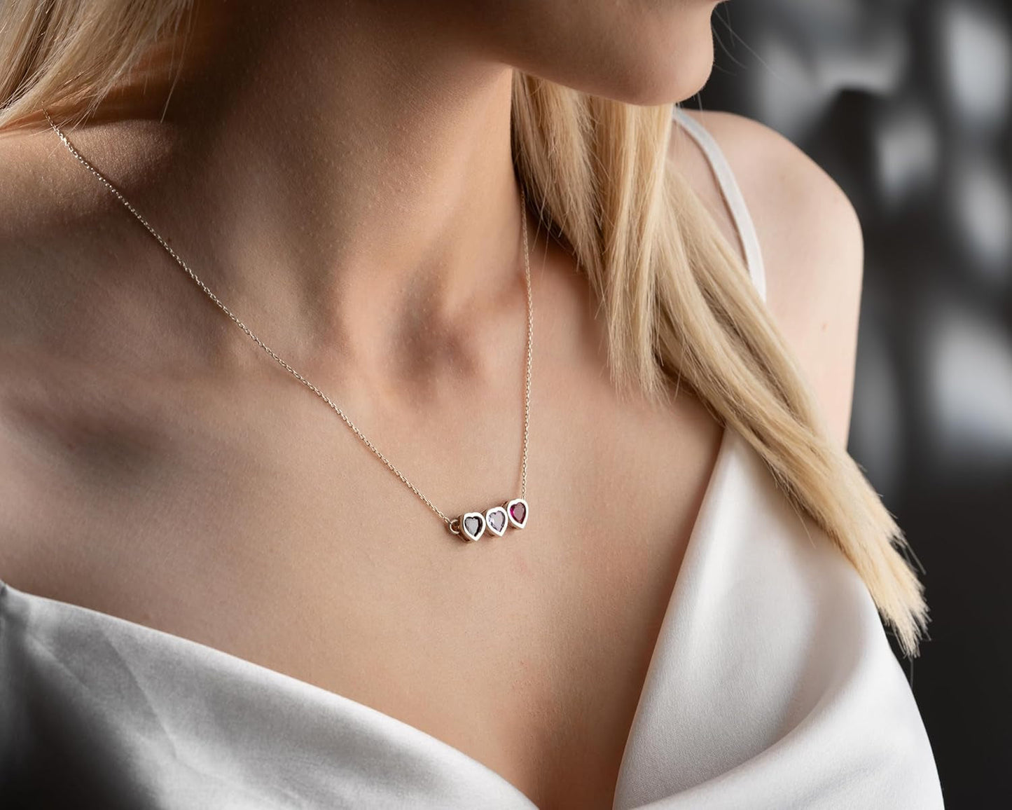 Birthstone Heart Necklace with Birthstone Necklace with Heart Birthstone Necklace Heart Shaped Birthstone Necklace Birthstone Gifts for Mom Gifts - WORLD TIME VISITS