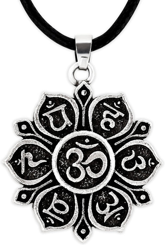 Buddhist Necklace, Dharma Wheel of Life Lotus Flower Yoga Pendant, Jewelry Gift for Men and Women