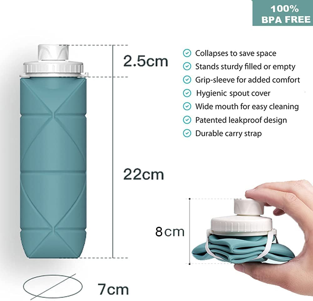 Collapsible Water Bottles Cups Leakproof Valve Reusable BPA Free Silicone Foldable Travel Water Bottle Cup for Gym Camping Hiking Travel Sports Lightweight Durable - WORLD TIME VISITS