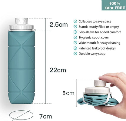Collapsible Water Bottles Cups Leakproof Valve Reusable BPA Free Silicone Foldable Travel Water Bottle Cup for Gym Camping Hiking Travel Sports Lightweight Durable - WORLD TIME VISITS