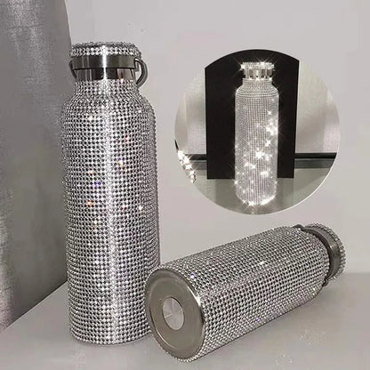 Diamond Water Bottle, Stainless Steel Insulated Water Bottle 12/17/25Oz, Glitter Water Bottles for Women