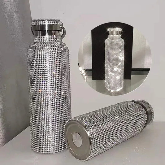 Diamond Water Bottle, Stainless Steel Insulated Water Bottle 12/17/25Oz, Glitter Water Bottles for Women
