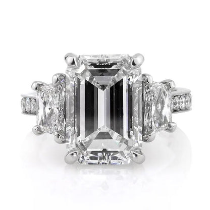 Gorgeous Square Cut White Sapphire Rings for Women Party 925 Sterling Silver 2 Stone Crystal Side Stone Rings Proposal Fine Jewelry