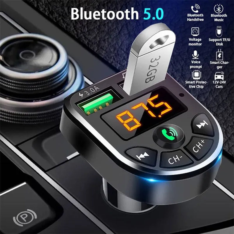 Bluetooth 5.0 FM Transmitter Car Kit MP3 Modulator Player Wireless Handsfree Audio Receiver Dual USB Fast Charger 3.1A - WORLD TIME VISITS