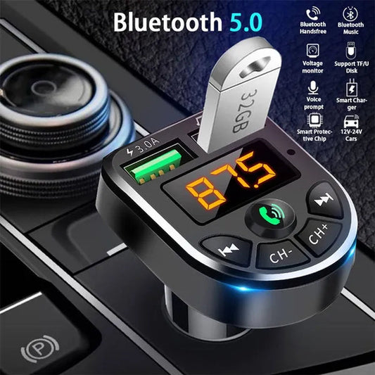Bluetooth 5.0 FM Transmitter Car Kit MP3 Modulator Player Wireless Handsfree Audio Receiver Dual USB Fast Charger 3.1A - WORLD TIME VISITS