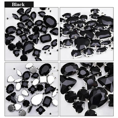 50PCS Mix Size Gold Champagne Glass Rhinestones for Clothing Loose Flatback Dress Stones Decorative Crystal Sew on Rhinestones - WORLD TIME VISITS