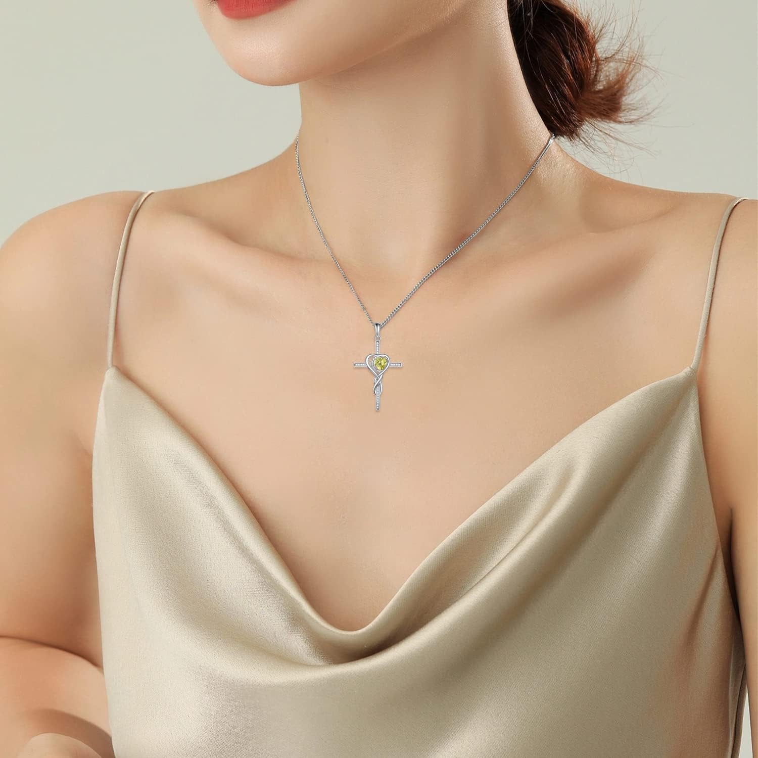 Mothers Day Necklace Cross Necklaces for Women Infinity Pendant Sterling Silver Religious Jewelry Pendant Necklace with Birthstone Moon Necklace with Heart Crystal Birthday Gifts for Women Girls - WORLD TIME VISITS