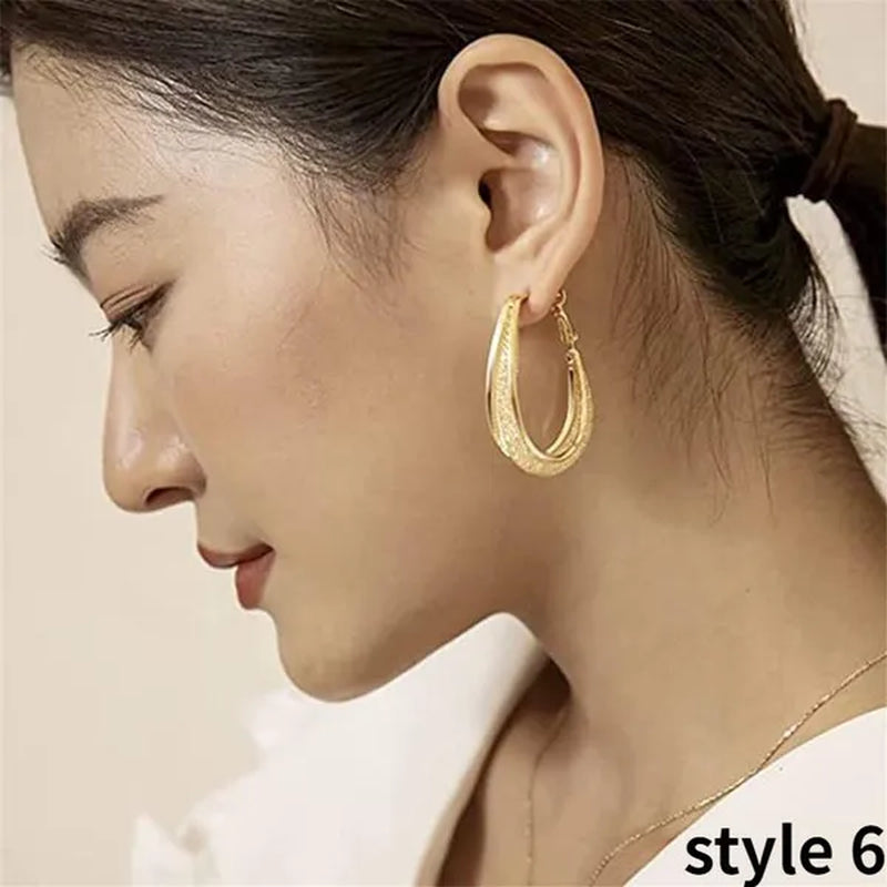 Gold Hoop Earrings for Women 14K Gold Plated Earrings Silver Cubic Zirconia Statement Hoop Earrings