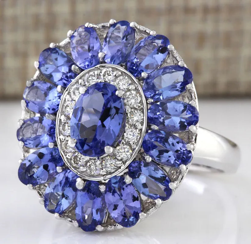 925 Sterling Silver 4.7CT Tanzanite Ring Gifts - WORLD TIME VISITS