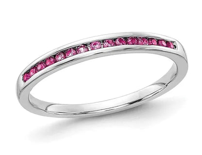 1/7 Carat (Ctw) Pink Sapphire Wedding Band Ring in 14K White Gold