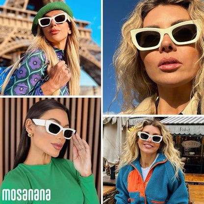 Retro Cat Eye Rectangle Polarized Sunglasses for Women Chunky Style MS52370