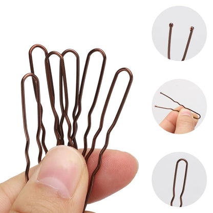 300 Bun Hair Bobby Pins U Shaped Pin Hair Grips to Clip Ballet Hair Net for Women 5 CM/2 Inch Brown