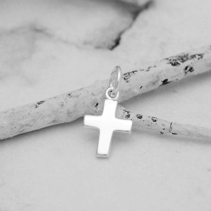 925 Sterling Silver Cross Charm, Mini Cross Charm Pendant for Necklace, Bracelet, Jewelry, High Polished Silver Cross Pendant
