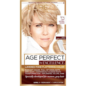 Age Perfect Permanent Hair Color, 9N Light Natural Blonde, 1 Kit