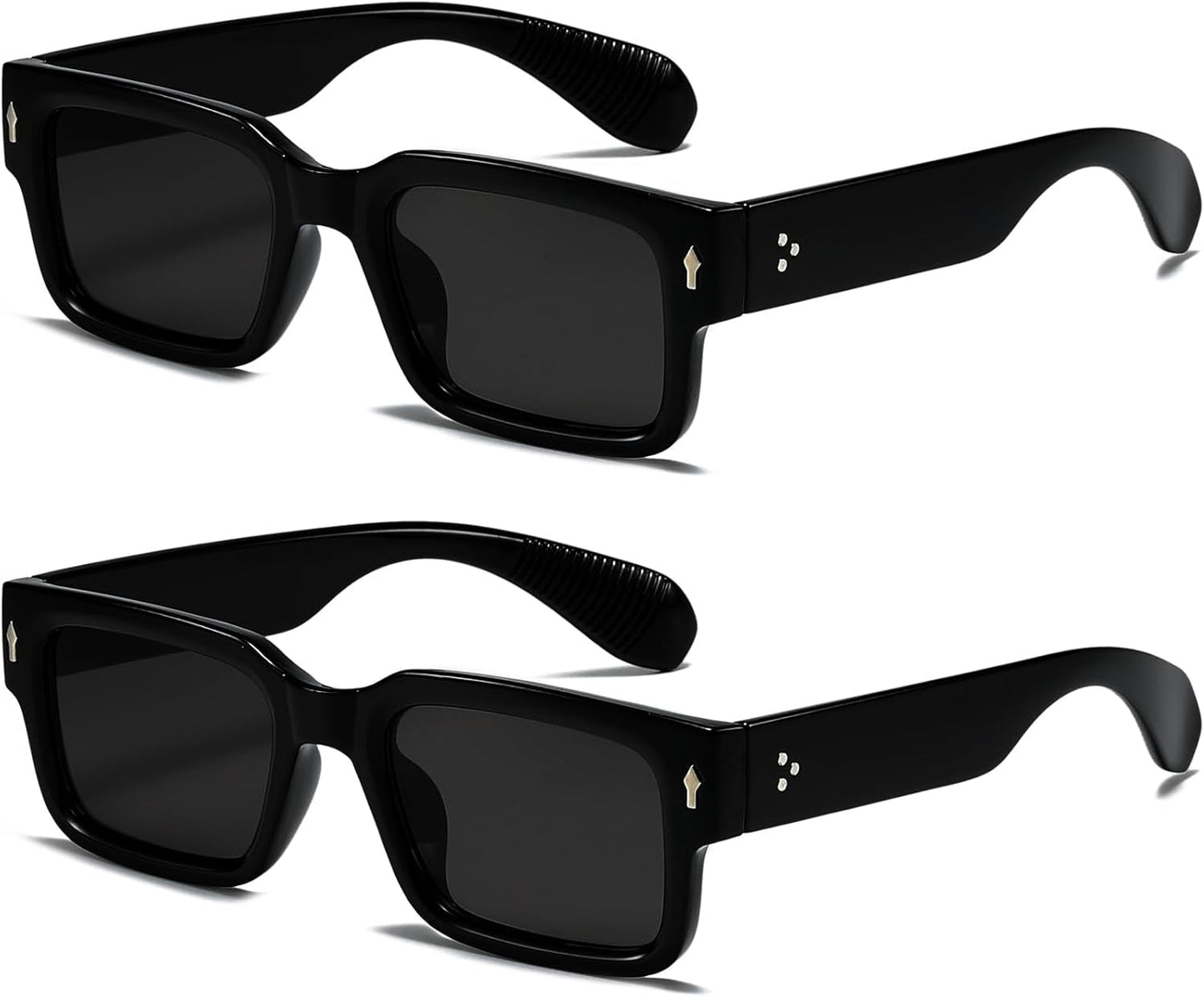 Square Frame Sunglasses for Women Men Trendy Chunky Rectangle Sun Glasses Black Shades UV400 Protection