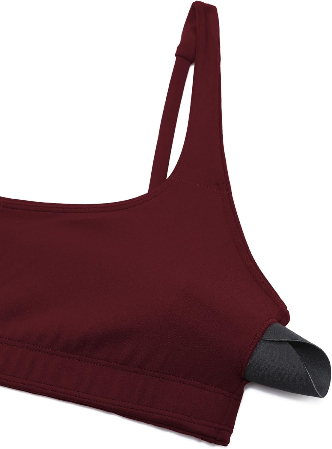 Butterluxe Spaghetti Strap Sports Bras for Women - Square Neck Yoga Wireless Low Coverage Padded Cami Crop Top