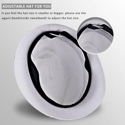 Summer Panama Straw Fedora Hats for Men Women Trilby Hat Foldable Roll up Short Brim Panama Beach Hat
