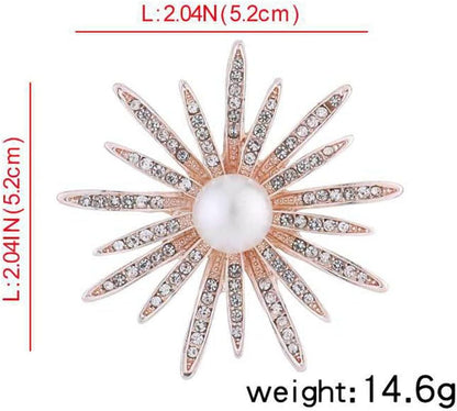 Chamvino 4PCS Pearl Rhinestone Brooch Flower Diamond Pin Wedding Jewelry Suit Collar Pin Silk Scarf Buckle Collar Pin Silk Scarf Buckle Double Use for Girls Women