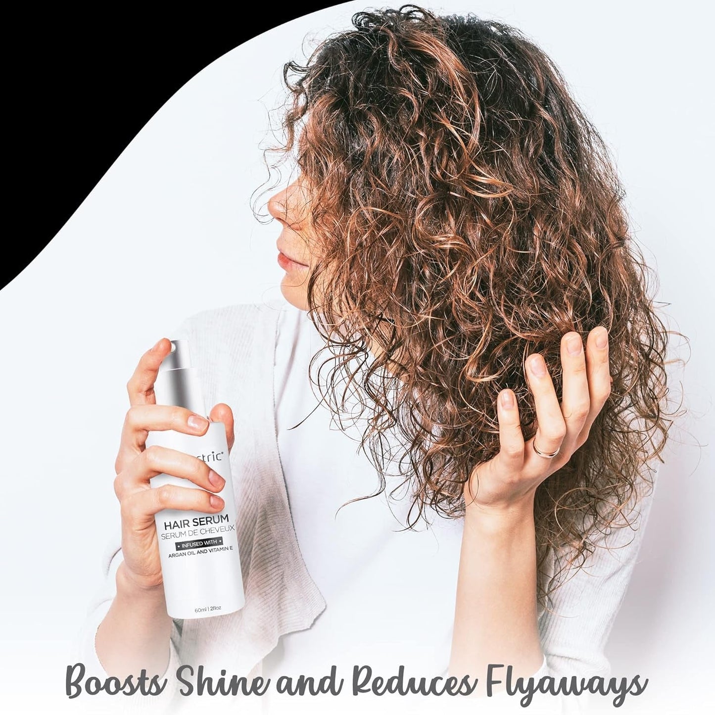 Argan Oil Hair Serum - for Dry, Damaged, Frizzy Hair - Anti-Frizz, Straightening, and Shine Serum with Vitamin E - 2 Fl. Oz.