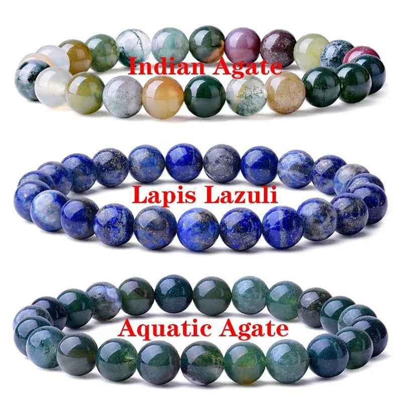 6mm 8mm Natural Stone Chakra Beaded Charm Bracelets Tiger Eye Amethyst Lapis Lazuli Healing Beads Bracelet Women Yoga Jewelry