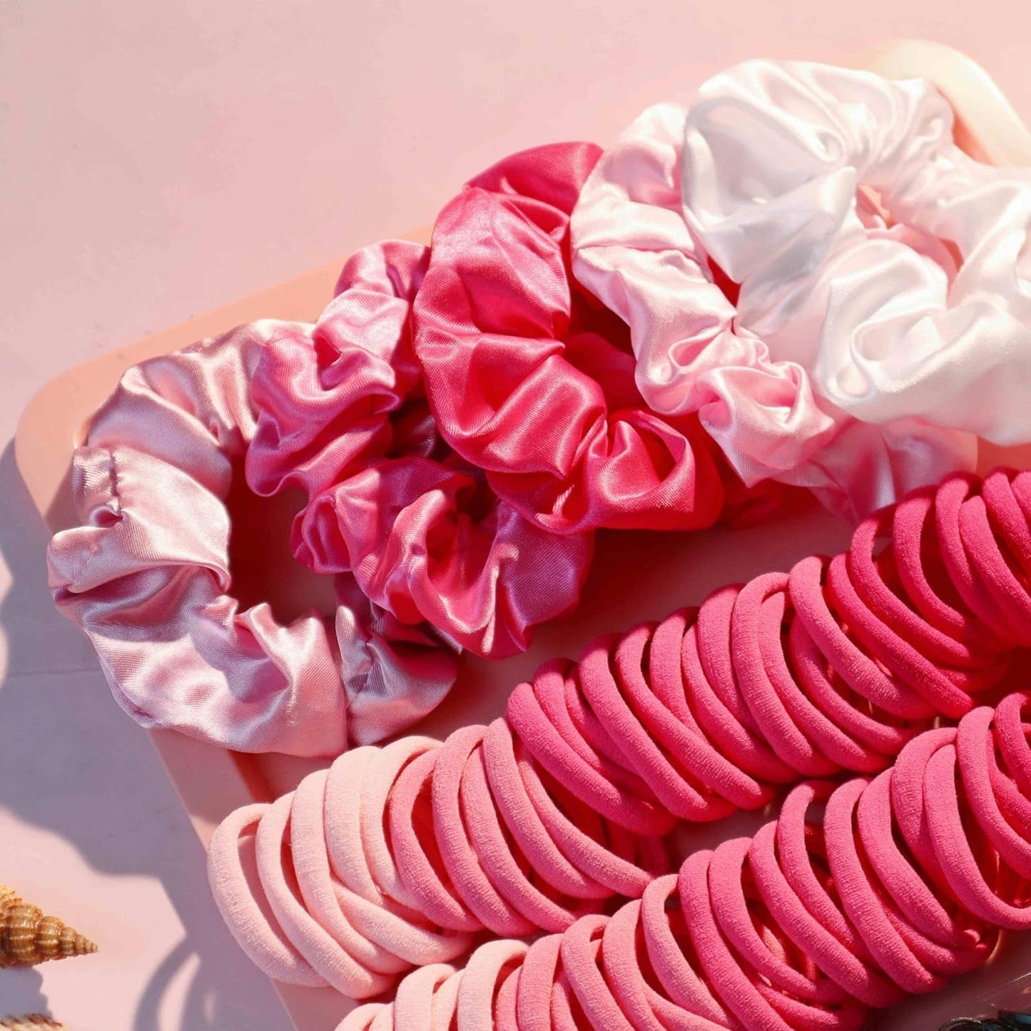 Hair Accessories for Woman Set, 755PCS Seamless Ponytail Holders Variety Hair Scrunchies Hair Bands Scrunchy Hair Ties for Thick and Curly (Rose)