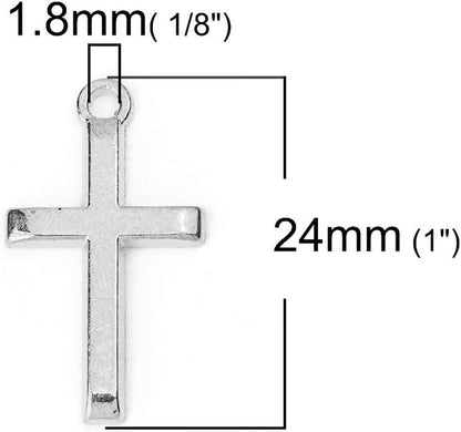 Cross Crucifix Charm Pendants - 150 Pack (50 of Each), 1 Inch X 1/2 Inch, Antiqued Silver/Bronze/Gold Tone, DIY Jewelry Making Supplies