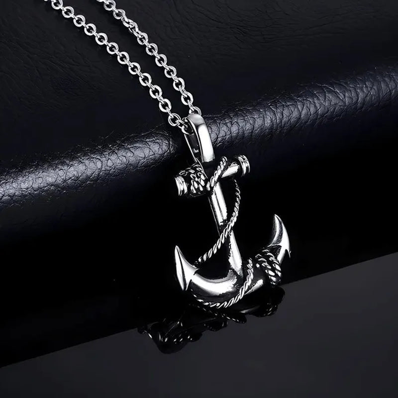 Tone Anchor Pendant Necklace Silver Plated Infinity Jewelry Anchor Men Fashion Design Simple Anchor