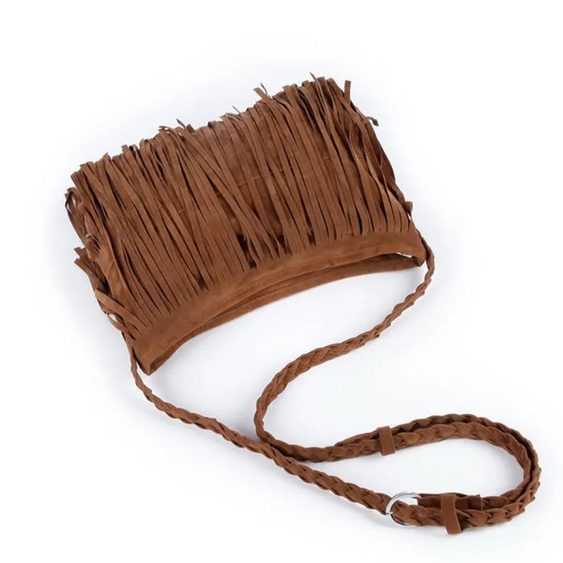 Womens Fashion Faux Suede Fringe Tassel Shoulder Bag Beach Handbags Messenger Bag（6 Colors） - WORLD TIME VISITS