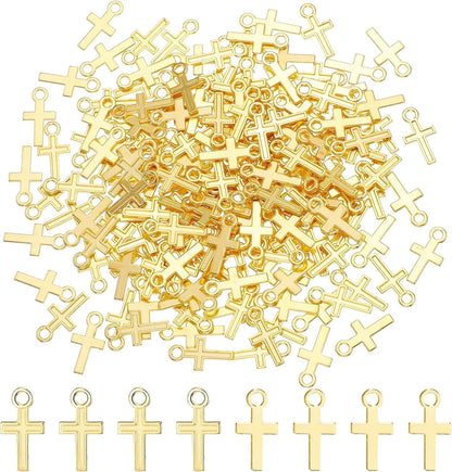 200 Pcs 16 X 8 Mm Mini Cross Charm Alloy Cross Mini Pendant Beads for Jewelry Making Crafting Findings Handmade Craft DIY - WORLD TIME VISITS