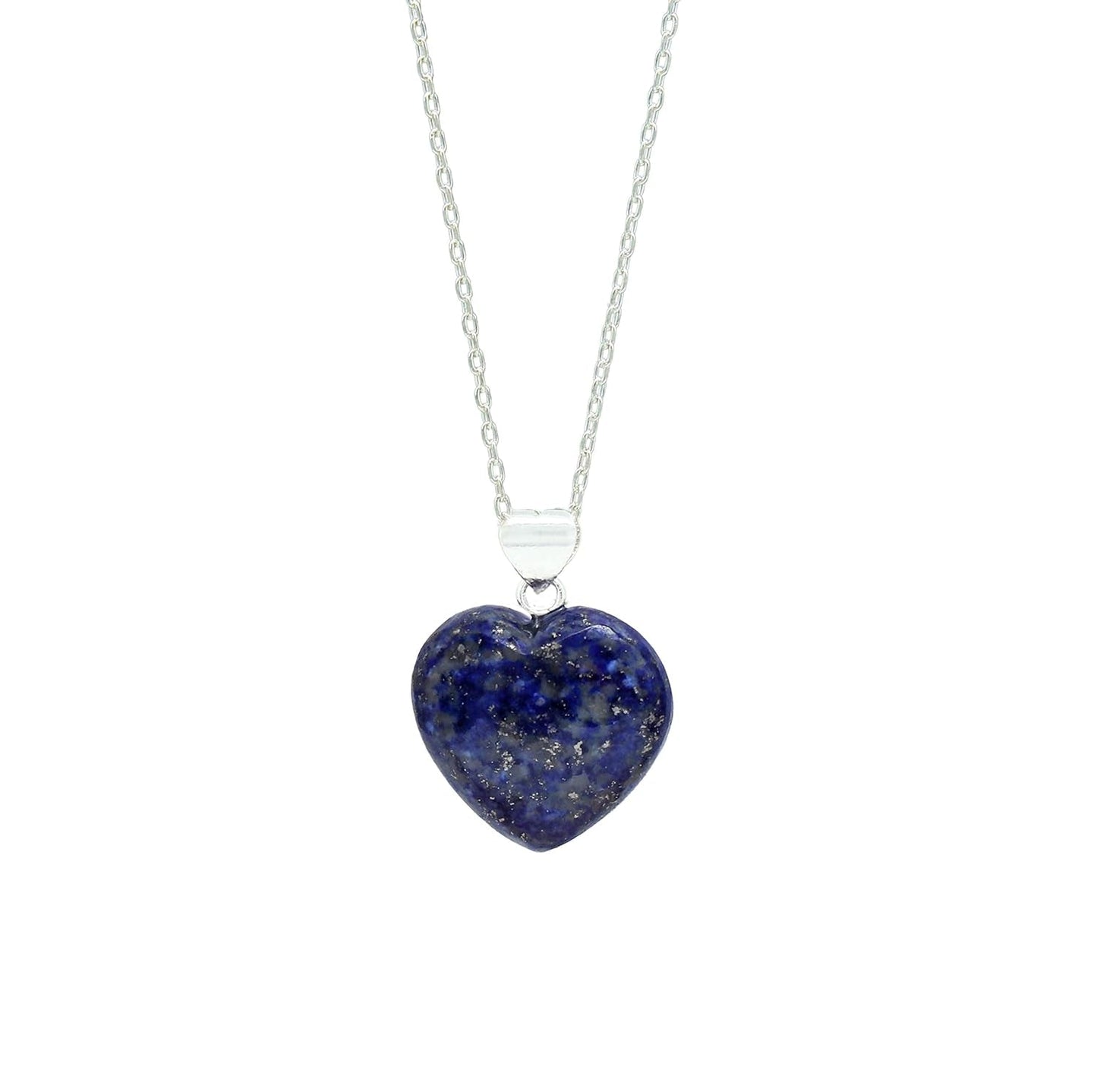 Lapis Lazuli Necklace, Heart Pendant Necklace, Blue Heart Necklace, September Birthstone Jewelry, Everyday Wear, 925 Silver 16+2 Inch Adjustable Chain, Gift for Her