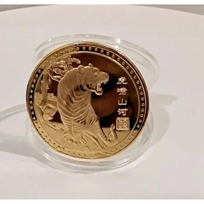 3Styel Gold / Silver Tiger Commemorative Coin Year of the Tiger Metal Replica Badge