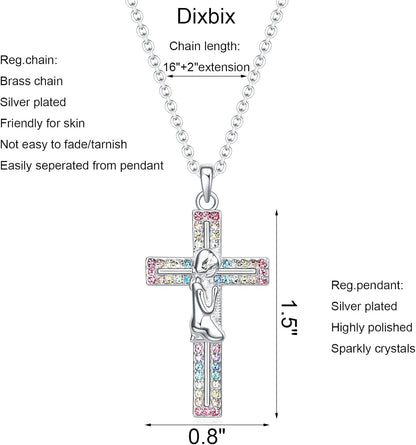 Baptism Cross Necklace for Women,First Communion Gold Cross Necklaces Jewelry Gifts for Women