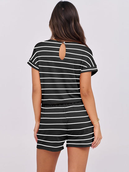 Rompers for Women Summer 2025 Casual Dressy One Piece Tshirt Short Pants Jumpsuit Beach Vacation Outfit Clothes