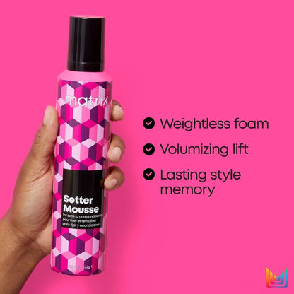 Setter Mousse - Provides Volumizing Lift and Shine, Humidity Resistant and Controls Frizz, for All Hair Types, Professional Hair Styling and Salon Styling Mousse, 8.2 Oz