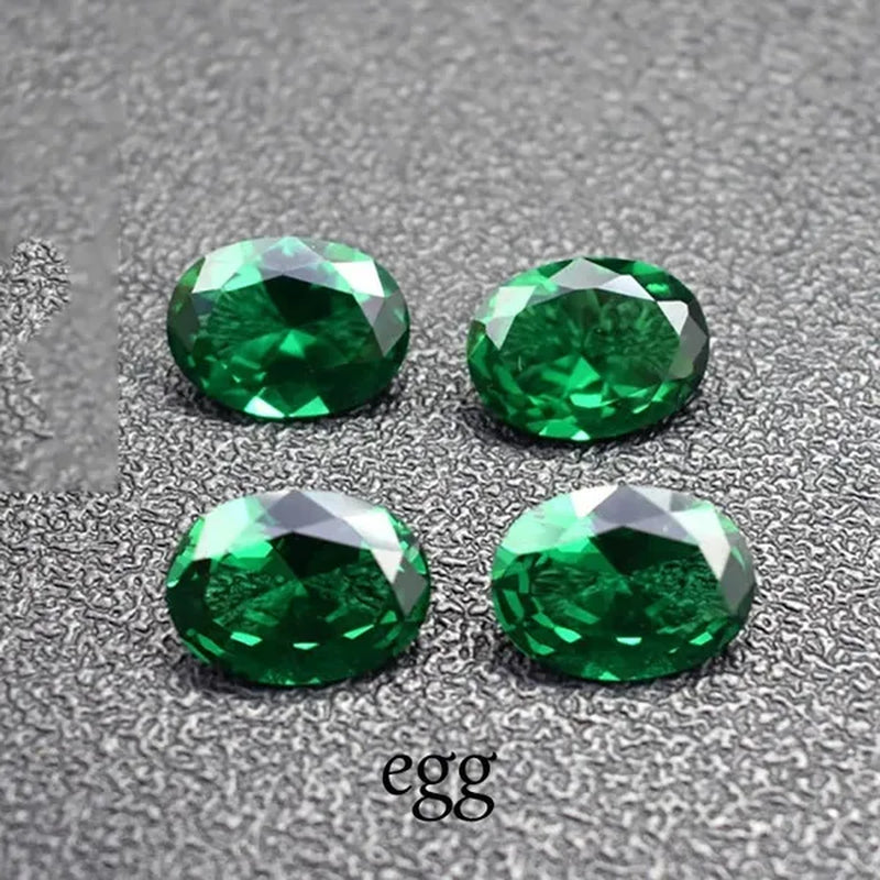 NATURAL GREEN EMERALD OVAL CUT FACETED ZAMBIAN LOOSE GEMSTONES EGG
