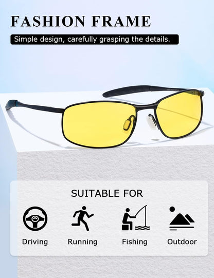 Polarized Sunglasses for Men Rectangle Metal Frame Retro Sun Glasses AE0395