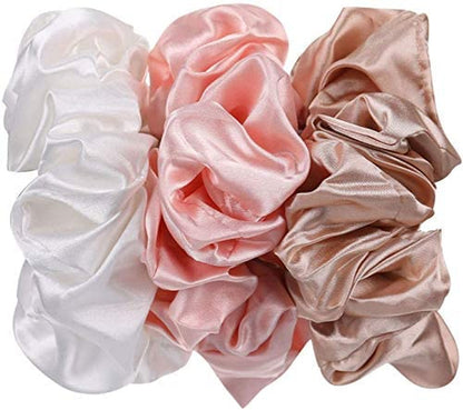 6 Pieces Satin Silk Scrunchies for Hair, Big Hair Scrunchies Satin Hair Ties Ponytail Holder No Hurt Your Hair Wedding Bridal Silk Hair Ties