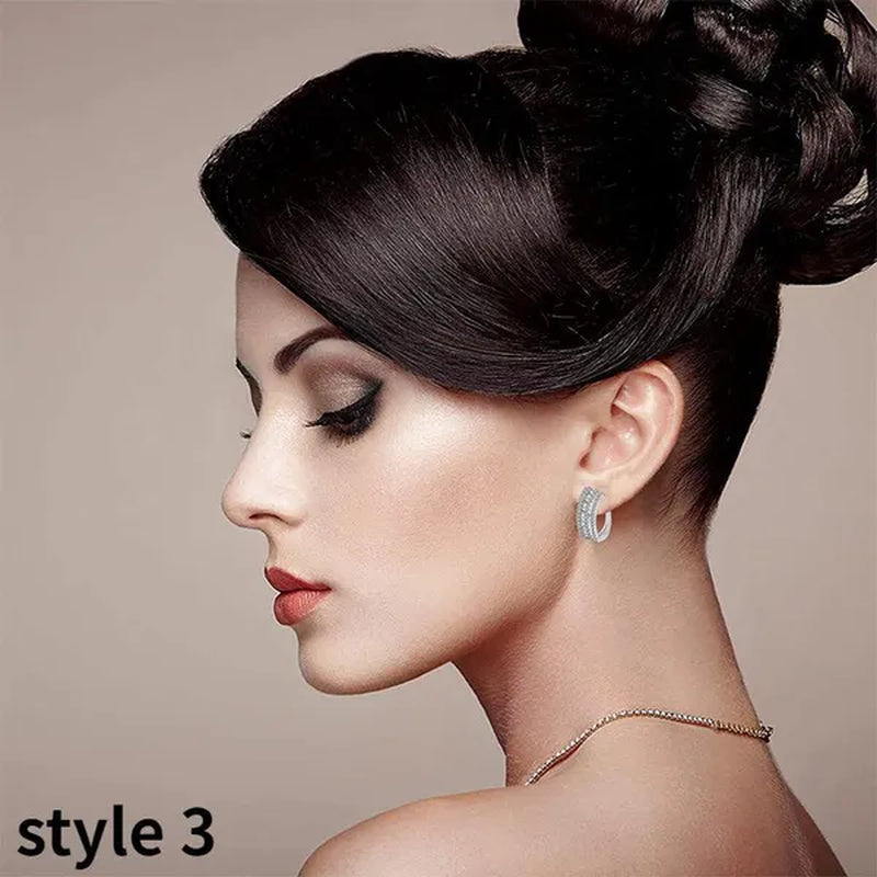 Gold Hoop Earrings for Women 14K Gold Plated Earrings Silver Cubic Zirconia Statement Hoop Earrings