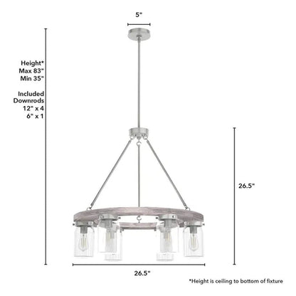 Hunter Fan Company Devon Park 6 Bulb Hanging Chandelier Indoor Light Fixture