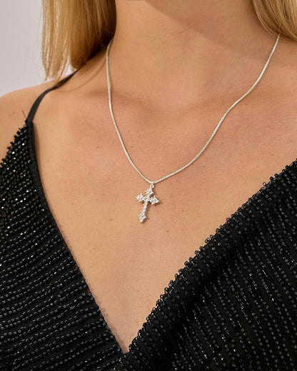 Cross Necklace for Women - 14K Gold/White Gold Plated Simple Dainty Diamond Cross Pendant Necklace with Cubic Zirconia Jewelry Gift for Her