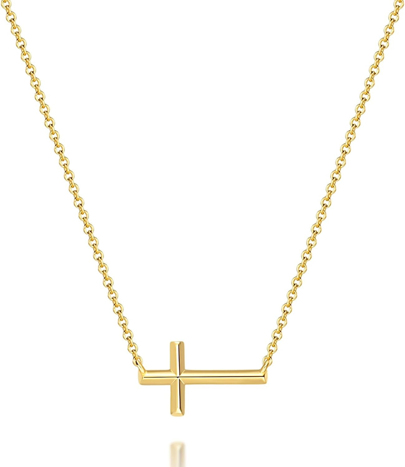 Gold Cross Necklace 14K Gold Cross Necklaces for Women Crosses Chain Necklaces for Women Horizontal Design for Two Wearing Style Crosses Pendant Necklace for Womens - WORLD TIME VISITS